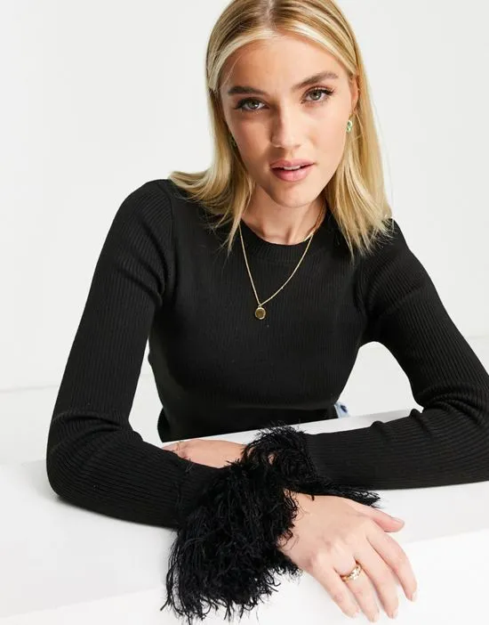 https://images.styletyx.com/images/fitted-ribbed-sweater-with-fluffy-cuffs-in-black-wednesday-s-girl-2755694_1.webp
