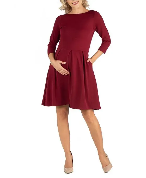 https://images.styletyx.com/images/knee-length-fit-n-flare-maternity-dress-with-pockets-24seven-comfort-apparel-13689369_1.webp