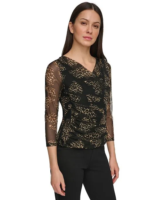 https://images.styletyx.com/images/women-s-3-4-sleeve-printed-mesh-v-neck-top-dkny-1225273734_2.webp