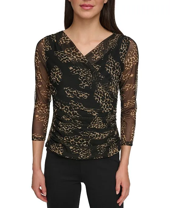 https://images.styletyx.com/images/women-s-3-4-sleeve-printed-mesh-v-neck-top-dkny-1225273734_3.webp