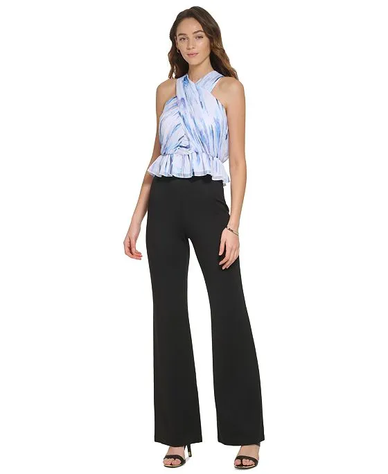 https://images.styletyx.com/images/women-s-chiffon-printed-crisscross-metallic-detail-top-dkny-415474049_5.webp