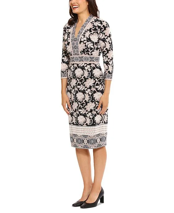 https://images.styletyx.com/images/women-s-printed-v-neck-3-4-sleeve-sheath-dress-london-times-1910007269_3.webp